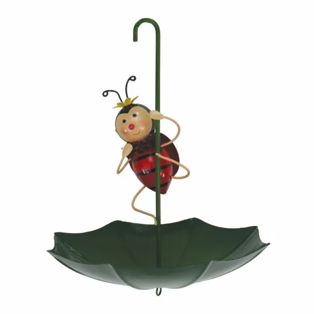 lustiger Vogelfutterspender oder Deko Marienkäfer auf Schirm Regenschirm Metall