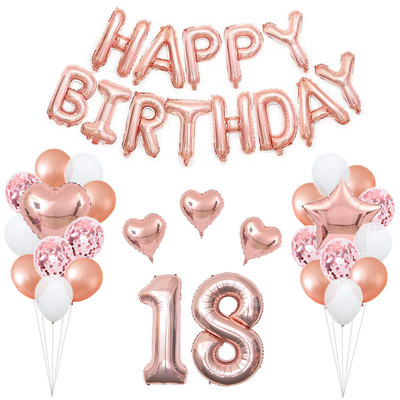 Decorazione Feste Oro Rosa con Numero 18 Palloncini Striscione Buon Compleanno Tovaglia Oro Rosa Palloncino Bottiglia Vino Corona per Feste Compleanno 18 Donna Palloncini Compleanno 18 Anni Donna 