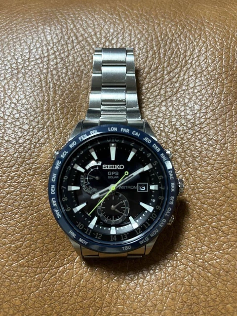 Seiko Astron 7X52-0AE0 Date GPS Overhaul Ceramic St.Steel Solar Mens Watch