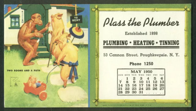 Lawson Wood Monkeys 2 Rooms & a Path blotter Plass Plumber Poughkeepsie 1950