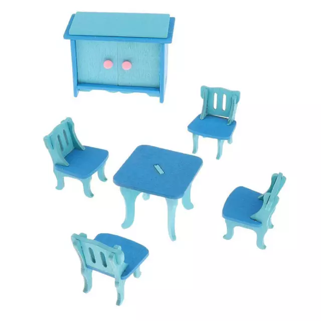 Dollhouse Furniture Wooden Toy Kids Dining Room Set