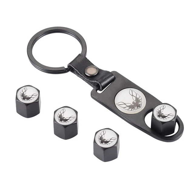 4x Universal Tire Stem Valve Caps Zinc Alloy Caps with Keychain Eagle
