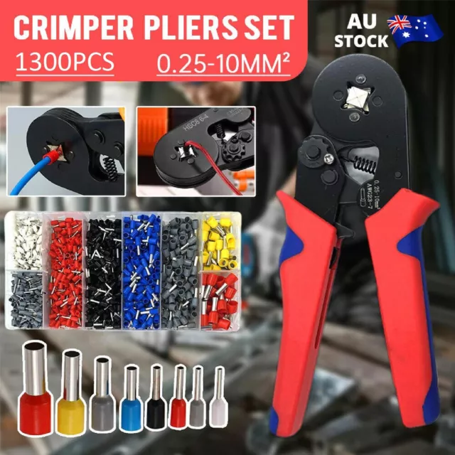 Ferrule Crimper Plier Kit 0.25-10mm²Wire Cord End Terminal Ratchet Crimping Tool