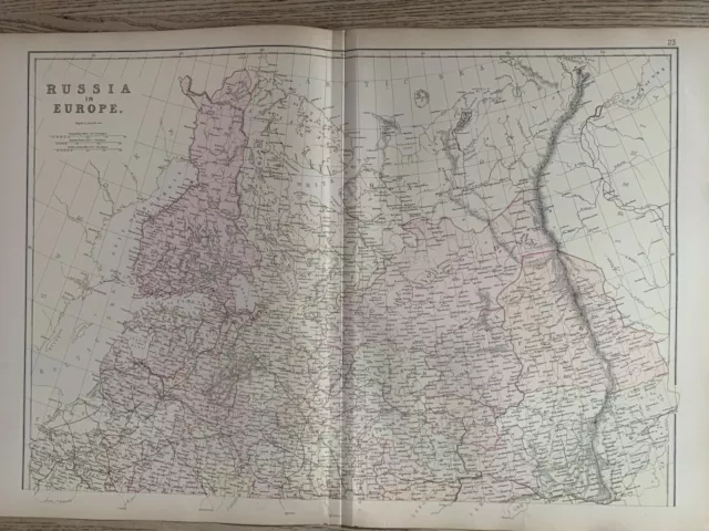 1884 North Russia Original Antique Colour Map by Edward Weller