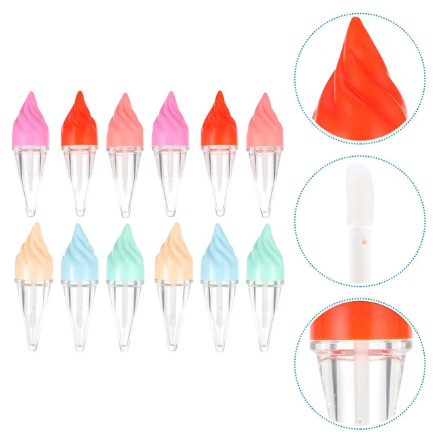 12 piezas Tubo de brillo labial Botella de brillo labial 10x3 cm Plástico Viaje