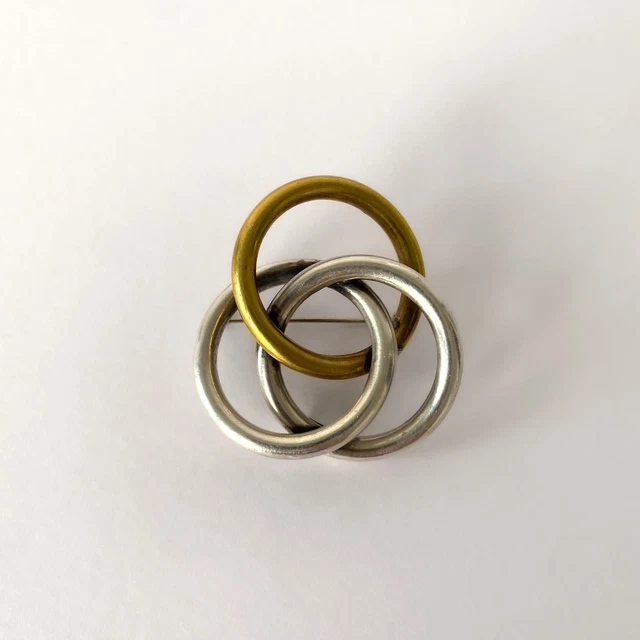 Broche Vintage Maria Calderon - Style Moderniste, Métal Argenté