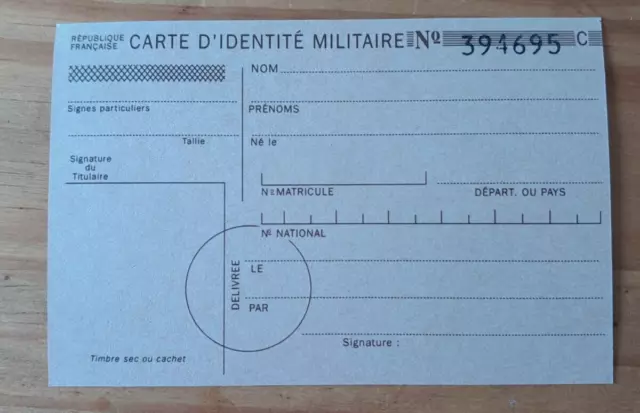 French Foreign Legion  certificate small. 2REP, 1RE  and 1REC  Carte D'IDENTITE