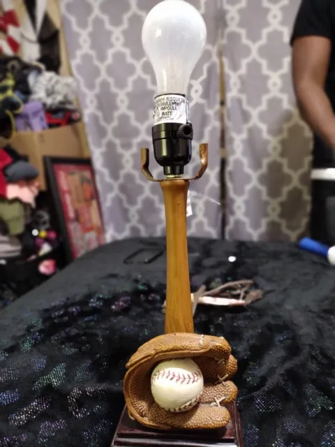 Baseball And Glove Table Lamp With Tags And No Shade