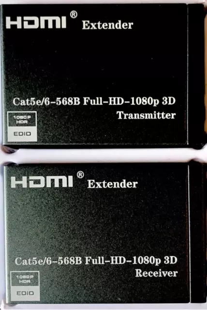 NEW Latest HD EXT HDMI Over CAT 5e/6 Extender Full HD 1080p 60m With IR Control