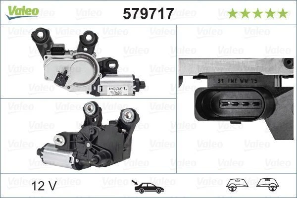 VALEO 579717 Moteur D'Essuie-Glace Arrière - Pièce D'Origine Pour AUDI A1, A6 Allroad, Q3, S6 Et Autres Modèles