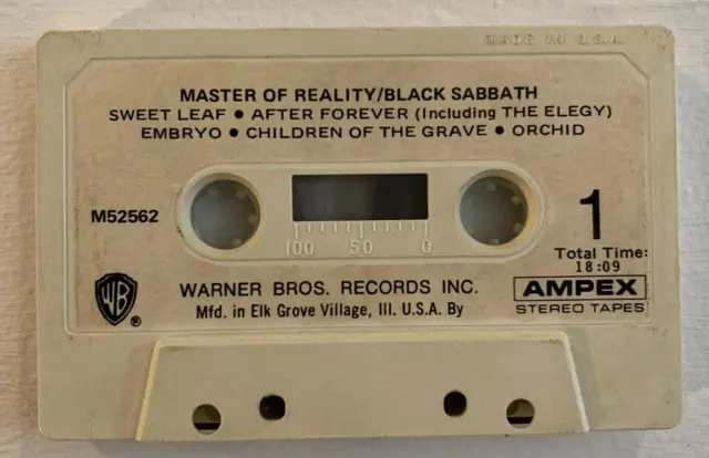 Black Sabbath Master of Reality Cassette Tape WHITE PAPER LABEL RARE!!