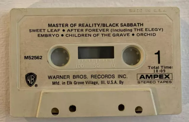 Black Sabbath Master of Reality Cassette Tape WHITE PAPER LABEL RARE!!