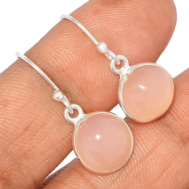 Natural Rose Quartz - Madagascar 925 Sterling Silver Earrings Jewelry CE7387