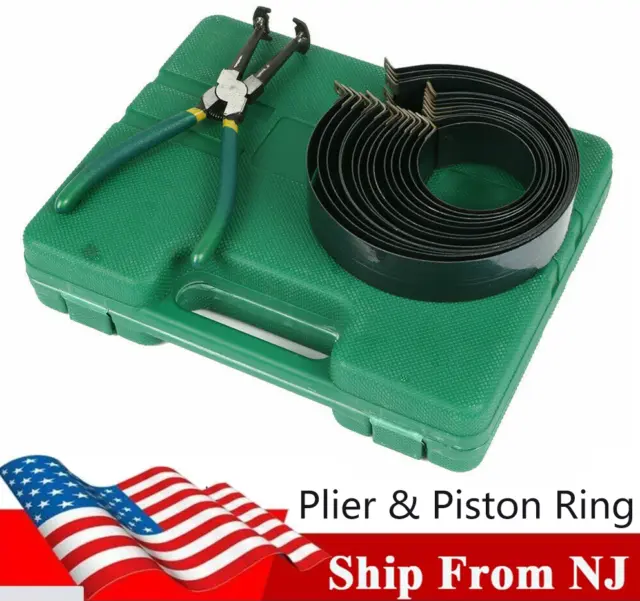 Car Professional Piston Ring Compressor Cylinder Installer Plier & 14 Band Tools