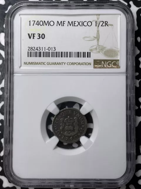 1740-Mo MF Mexico 1/2 Real NGC VF30 Lot#G7032 Silver!