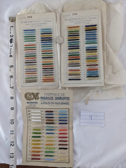 Antique vintage Art Deco 1920s carded bead sample lot glass seed Murano Italy #4