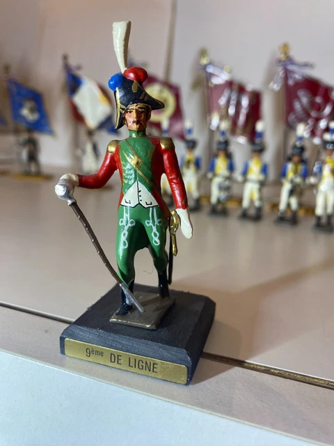 SOLDATS DE PLOMB CBG MIGNOT, LOT DE QUATRE PIÉTONS 54 Mm, Infanterie De Ligne Premier Empire