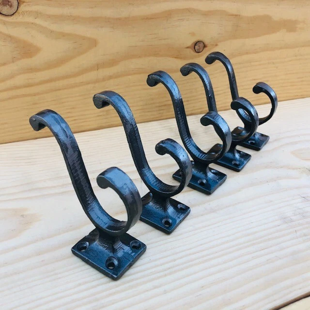 5PCS Cast Iron Vintage Style Coat Hooks Hat Hook Rack Hall Tree Restoration