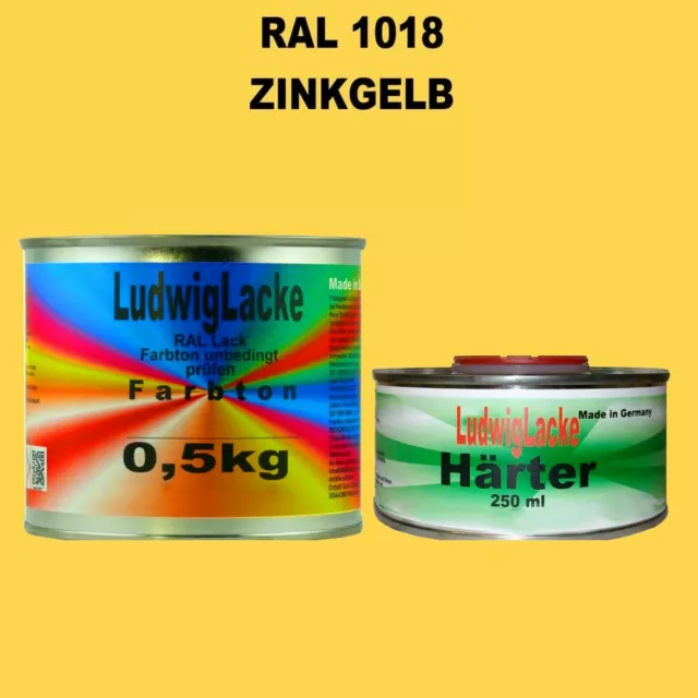 RAL 1018 Zinkgelb Acryllack 0,75 kg glänzend mit Härter Airbrush Farbtöne