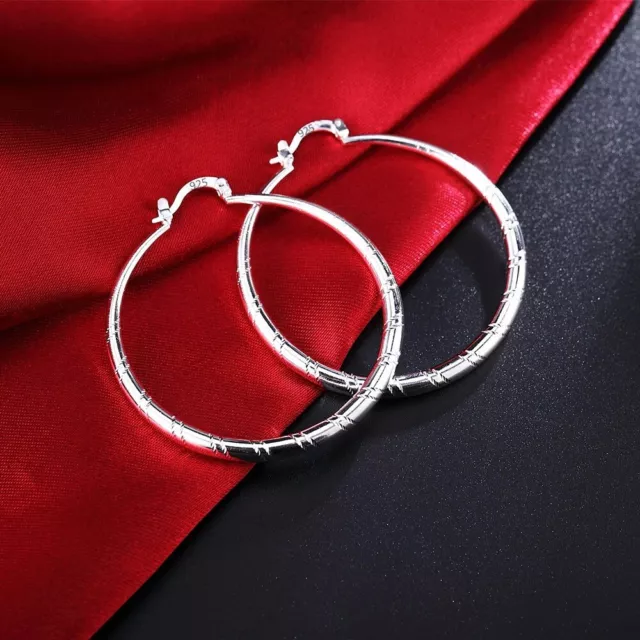 3/4/5/6cm big 925 Sterling Silver circle hoop earrings Fashion Jewelry for women