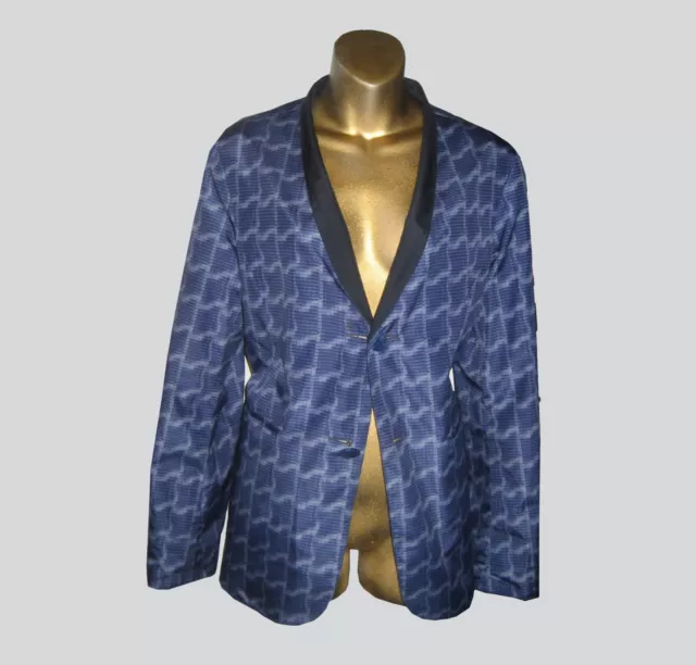 Lnc Armani Collezioni Reversible Long-Sleeve Blazer Astral Blue Print/Navy Sm-M