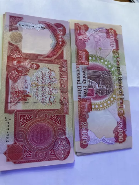 100,000 Iraqi Dinar (4 x 25,000) New, Crisp and Uncirculated