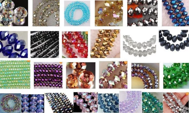 Wholesale 27 Colors 3x4mm Crystal Faceted Roundel Loose Beads 1000pcs