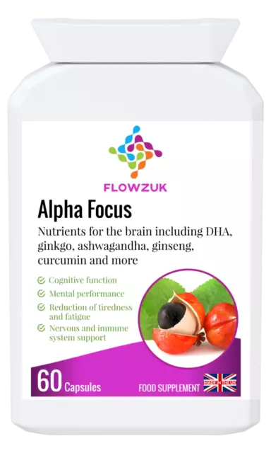 Alpha Focus Gehirn nootropic Gehirn Gedächtnis Booster kognitive Ergänzung 60 Kappen