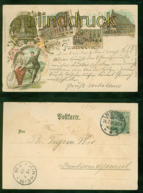 Paderborn Litho-AK Gruss aus ..... fünf Ansichten 1901 nach Kinheim (d9435)