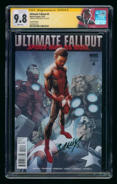 ULTIMATE FALLOUT #4 (2011) CGC 9.8 SIGNED BAGLEY 1st MILE MORALES 2nd PRINT