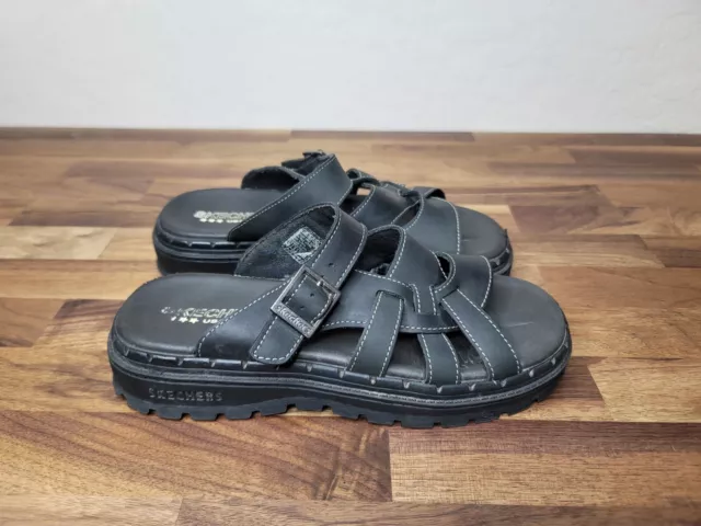 Vintage SKECHERS Jammers Chunky 90’s Black Leather Sandals Womens Sz 8