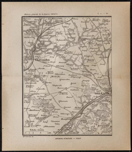 1898ca - Ouest d'Orléans - Carte ancienne de la guerre 1870 - Armée de la Loire