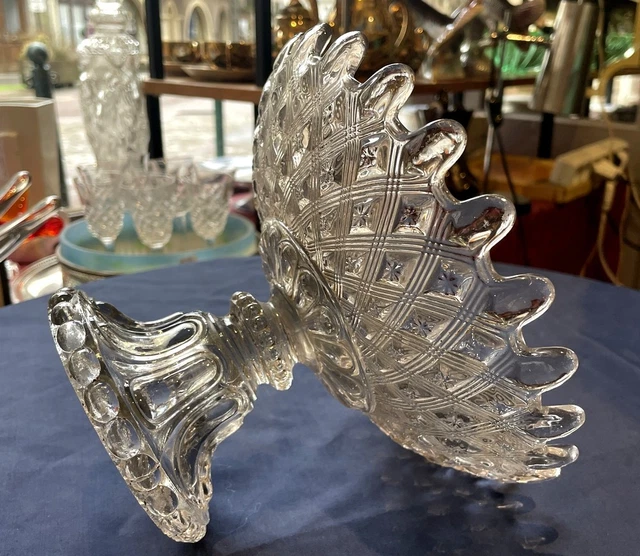 Salière Dinette Ancienne – Verre De Portieux – Oiseau Stylisé – Fin XIXe
