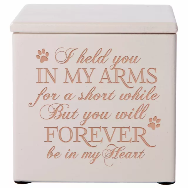 Wooden Memorial Cremation Urn Box For Pet Ashes 3.5 in - I Held You In My Arms