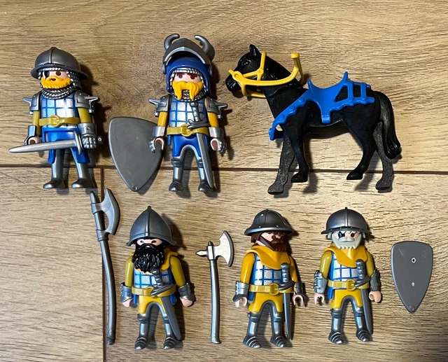  Foto zu PLAYMOBIL 5 RITTER blau-ocker/senf + Pferd, Raubritter, Turnier, König 