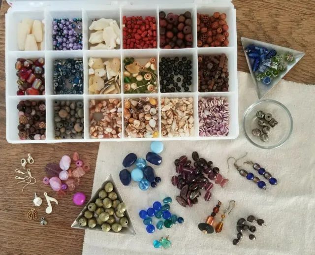 Vintage Big Lot of Beads, Findings, Focal Beads, Jewelry Making Supplies, 1.25lb