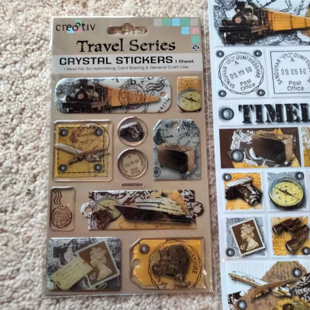 Scrapbooking Cre8tiv Travel Series Handmade Stickers x 3 Sheets 1990s NEW 2