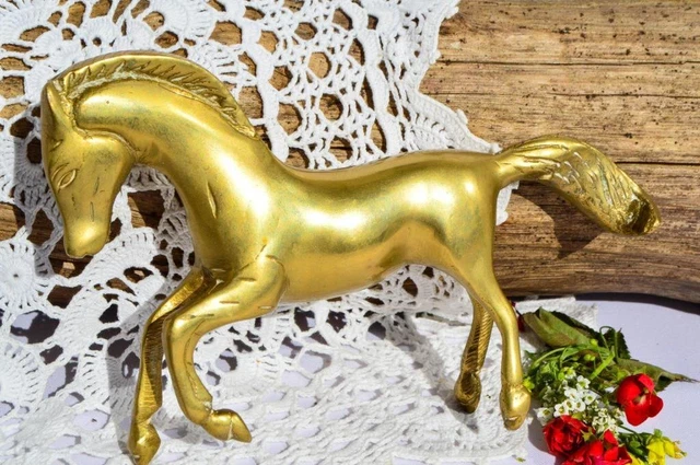 Antique Victorian French Bronze Brass Figure Statue Miniature Horse Art Decor
