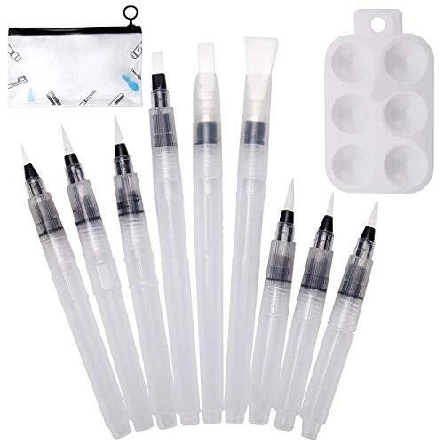 ZITFRI 9 Pcs Pinceaux Aquarelle Pinceau a Reservoir D Eau - Stylo avec Pointe...