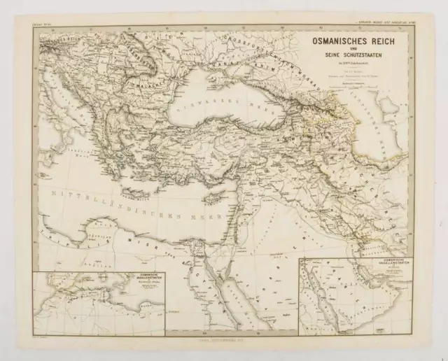 OTTOMAN EMPIRE-ANTIQUE MAP / Osmanisches Reich und Seine Schutzstaaten 1880