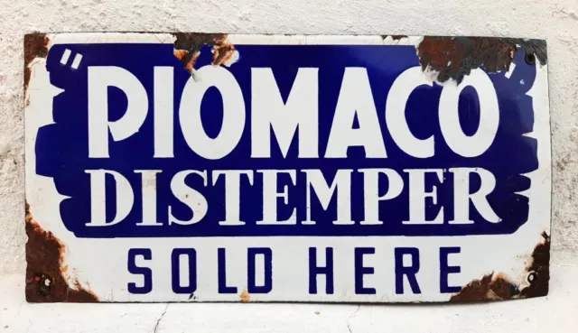 Vintage Old Rare Piomaco Distemper Sold Here Ad Porcelain Enamel Sign Board