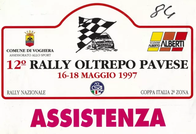 VECCHIO ADESIVO 12° RALLY OLTREPO PAVESE 1997 Assistenza Old sticker