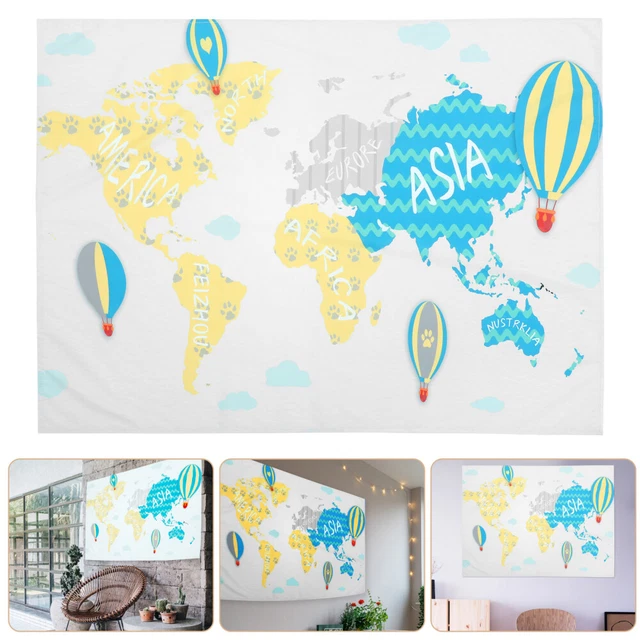 Background Cloth world map decoration Printing Polyester