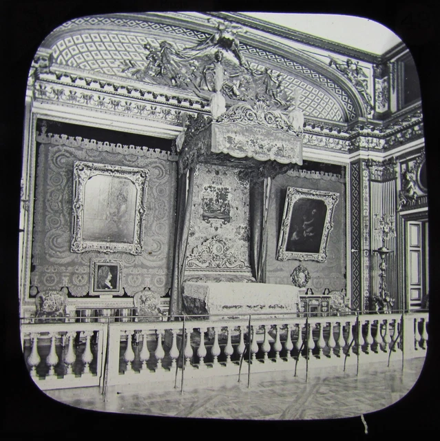 Glass Magic Lantern Slide VERSAILLES BEDCHAMBER OF LOUIS XIV PARIS C1890 FRANCE