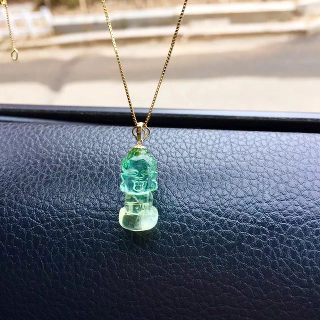 21*10mm Natural Clear watermelon Tourmaline Crystal Carving Pendant AAAA