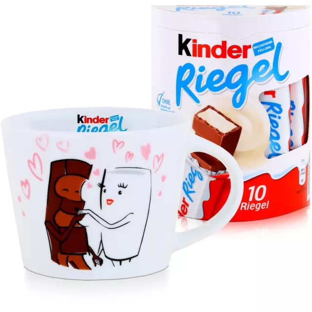 Kinder Riegel Sammel-Tasse Art Edition "Handkuss" & 10 Kinder Riegel je 21g