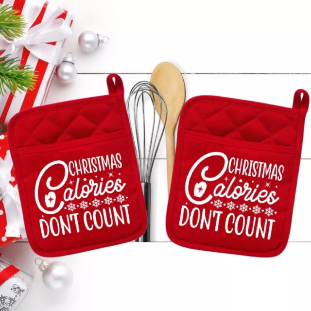 Calorías de Navidad Don't Count 1 - Portavasos - Horno Mitt - Hot Pad - neo050red