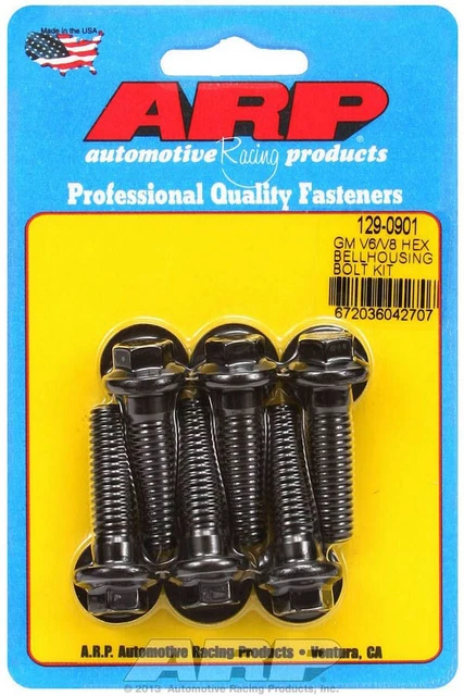 Arp Bellhousing Bolt Kit Hex Head Black Oxide Gm V6/V8 P/N 129-0901