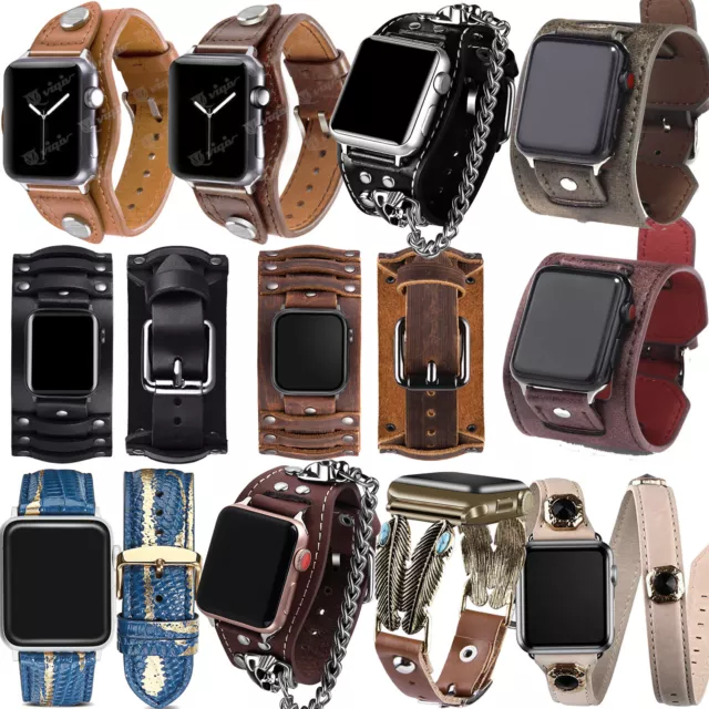 Leather Straps For Apple Watch Series 9 8 7 6 5 SE Ultra iWatch Bands 41/45/49MM