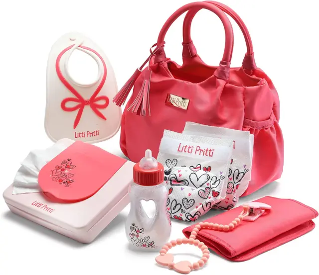 Baby Doll Accessories - Diaper Bag Set - Premier Playtime Playset for Baby Dolls